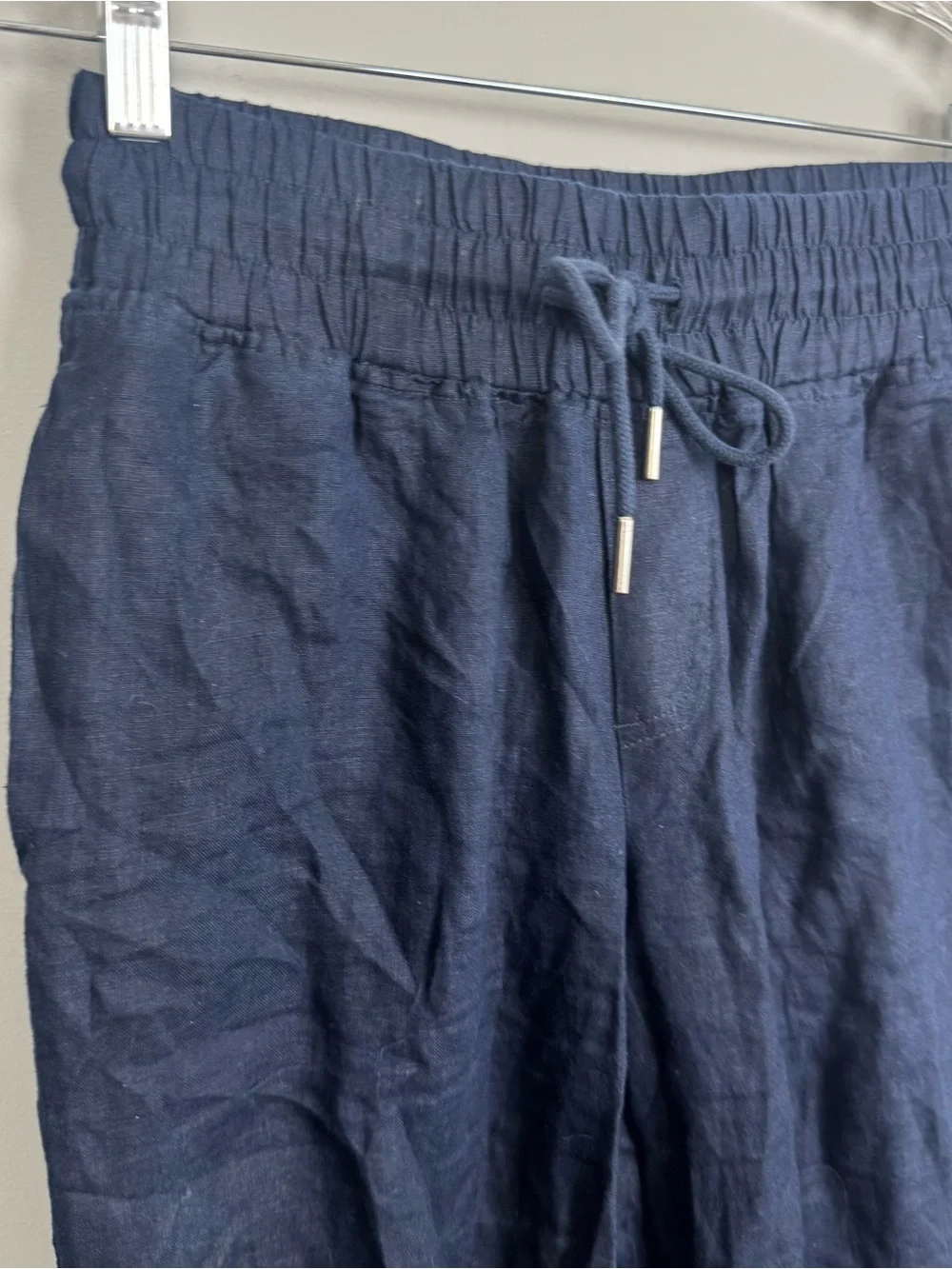 QUINCE | Navy Blue Elastic-Waist Linen Drawstring Pants Women’s Size Small